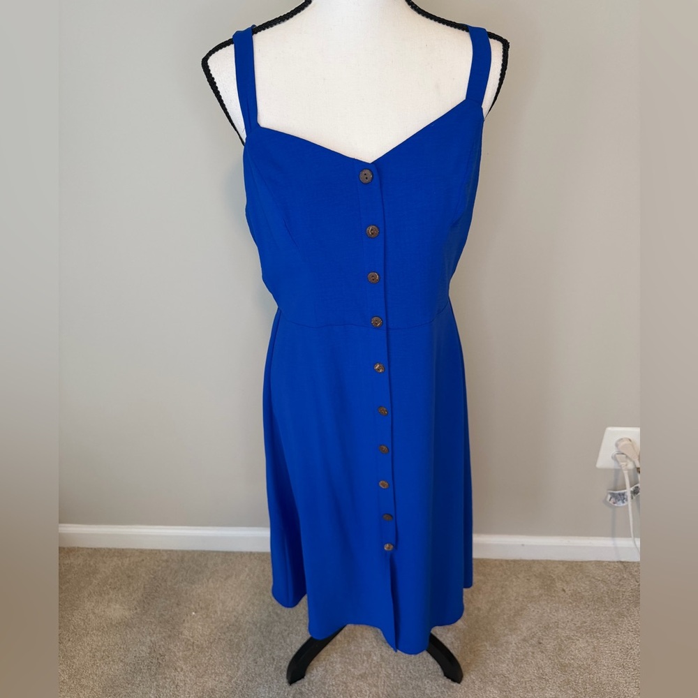 NWT Fortune + Ivy Cobalt Button Front Midi Dress